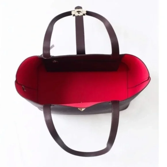 KATE SPADE Kaci Chocolate Cherry Small Leather Tote Shoulder Bag Purse D410 NWOT - Picture 4 of 12